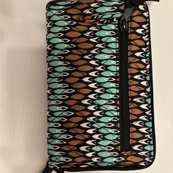 Vera Bradley Teal and Brown Patterned Turnlock Wallet - Picture 4 of 16